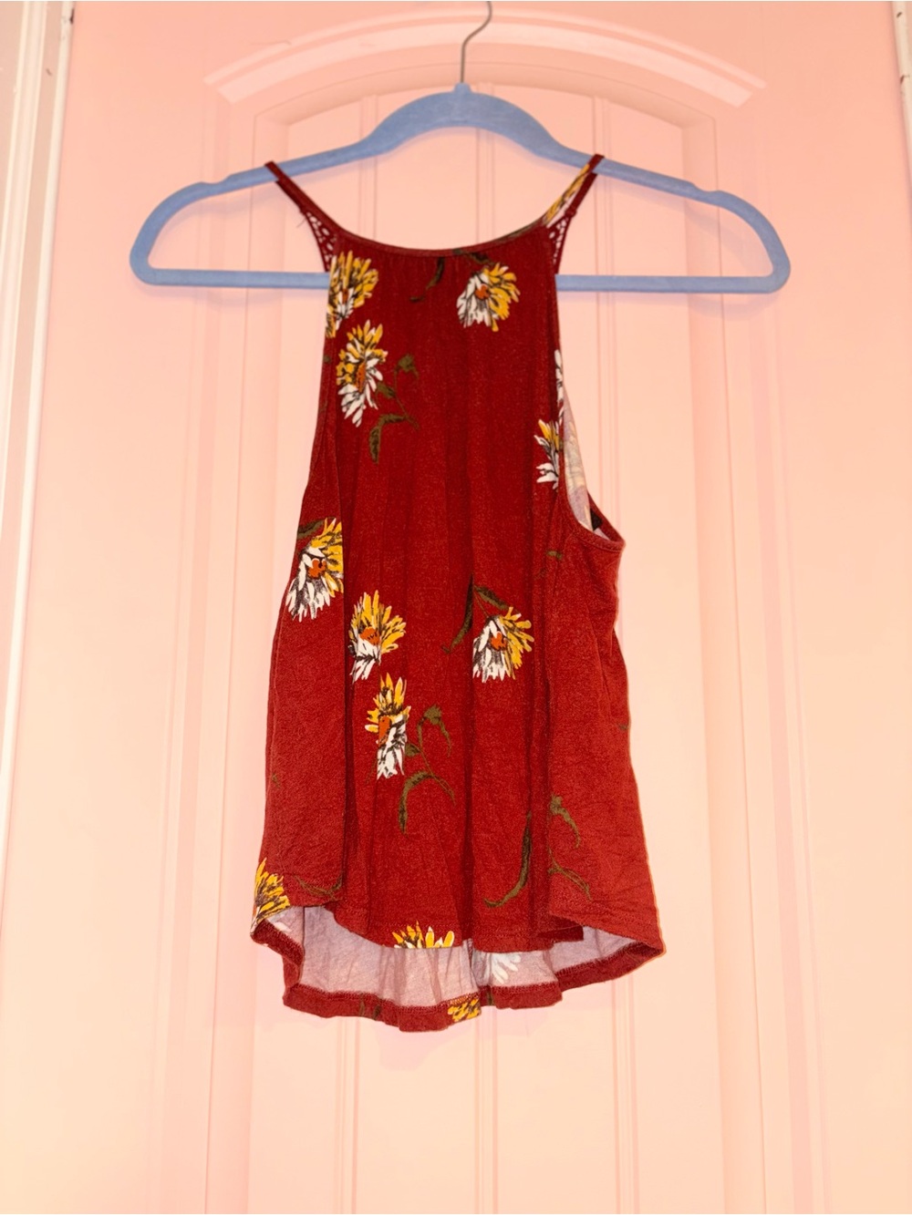 Floral Crochet Back Tank Too Size Small
